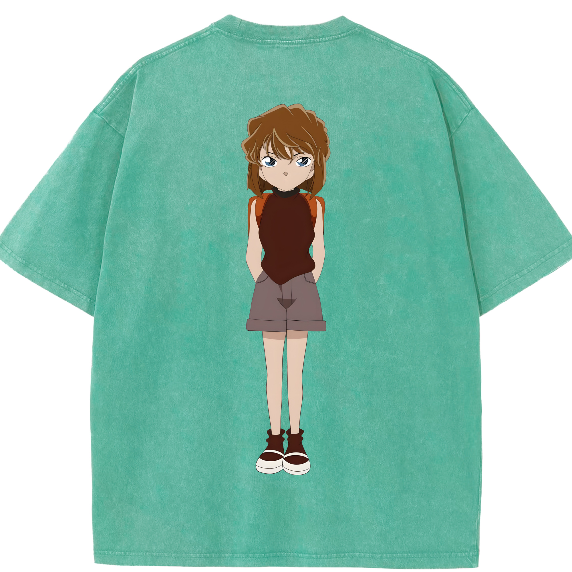 （画像用） 名探偵コナン 灰原 哀 はいばら あい Detective Conan Anita Hailey、Vi Graythorn Haibara Ai 綿100% ヴィンテージ風 半袖Tシャツ（背面プリント）
